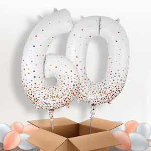 Rose Gold and White 60 Helium Balloons in a Box