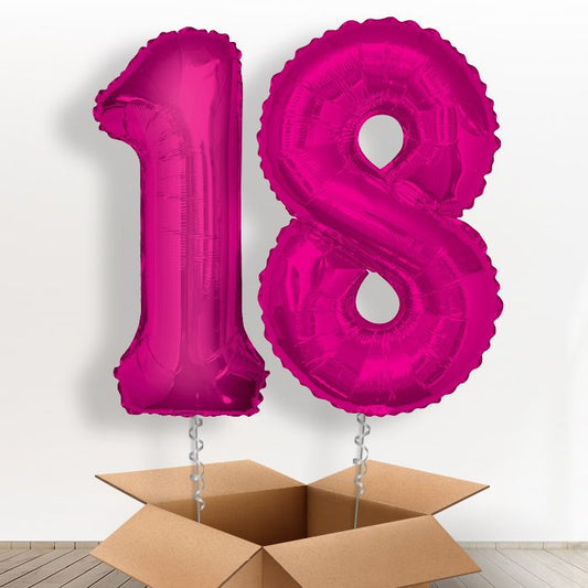 Pink Giant Numbers 18th Birthday Balloon in a Box Gift