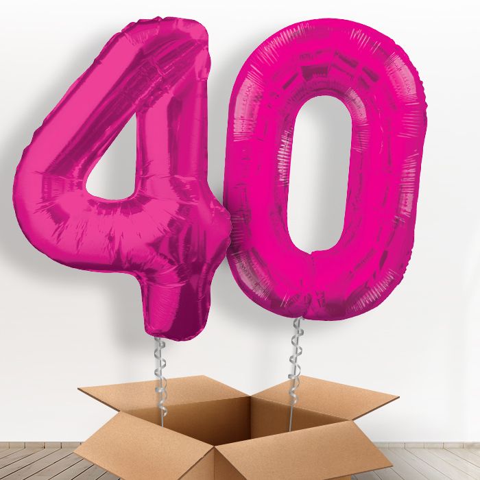 Pink Giant Numbers 40th Birthday Balloon in a Box Gift - Package | Party Save Smile