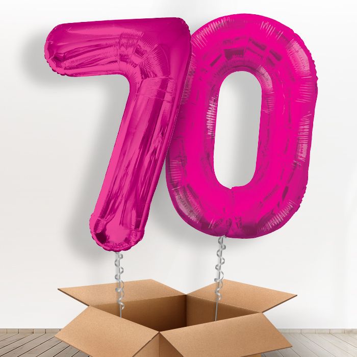 Pink Giant Numbers 70th Birthday Balloon in a Box Gift - Package | Party Save Smile