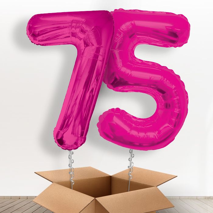 75 Helium Balloons in a Box - Pink - Package | Party Save Smile