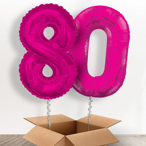 Number 80 Helium Balloons in a Box - Pink