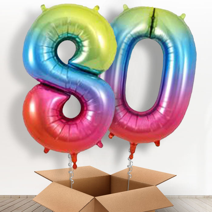 80 Helium Balloon in a Box Delivery - Rainbow - Package | Party Save Smile