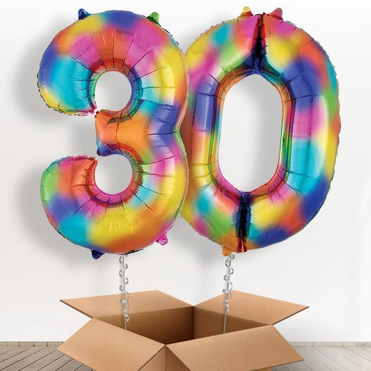 Number 30 Balloons in a Box - Multicoloured