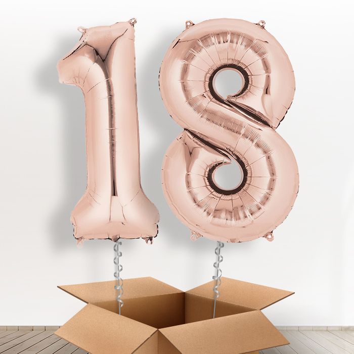 Rose Gold 18 Helium Balloons in a Box - Package | Party Save Smile