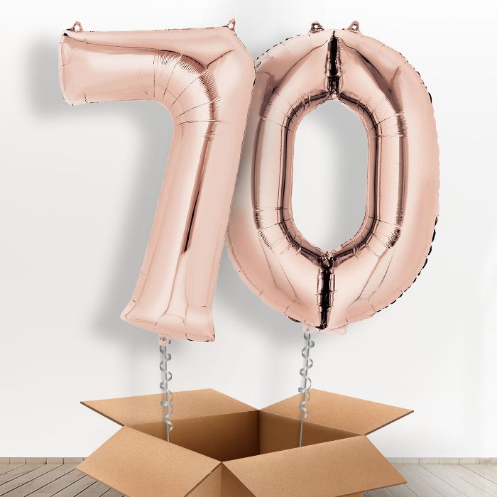 Rose Gold Giant Numbers 70th Birthday Balloon in a Box Gift - Package | Party Save Smile