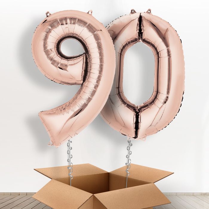 90 Helium Balloons in a Box - Rose Gold - Package | Party Save Smile