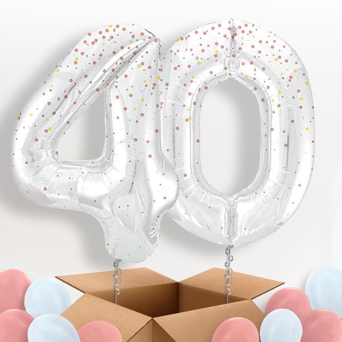Rose Gold Dots 40 Helium Balloons in a Box - Package | Party Save Smile