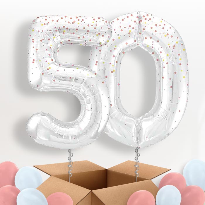 Rose Gold Dots 50 Helium Balloons in a Box - Package | Party Save Smile