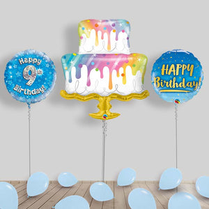 Blue Birthday Inflated Helium Balloons Delivered (Choose Age)