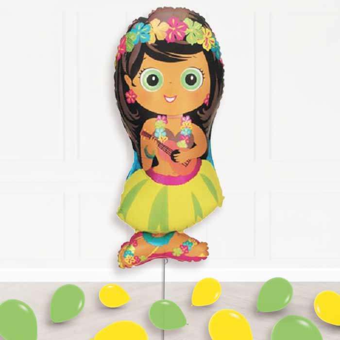 Inflated Hula Girl Helium Balloon Package in a Box - Supershape Balloon | Party Save Smile