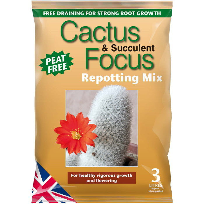 Cactus and Succulent Focus - Repotting Mix Peat Free 3 Litre | Party Save Smile