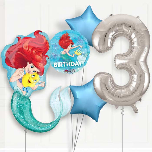 Ariel 3rd Birthday Helium Balloon Package - 3rd Birthday Balloon Package | Party Save Smile
