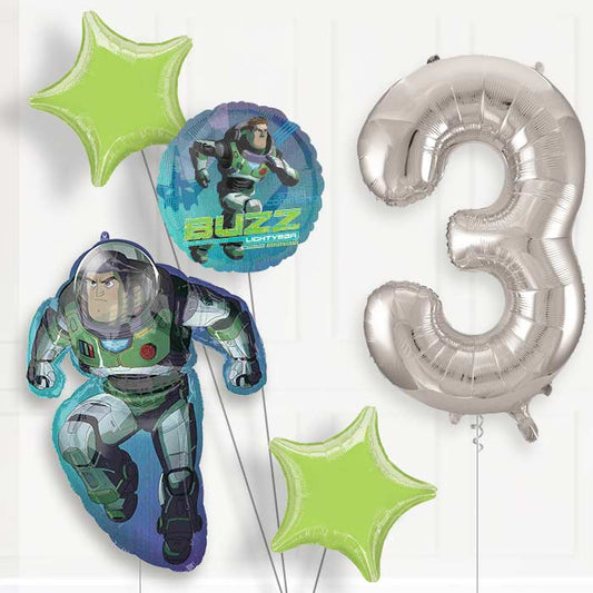 Buzz Lightyear 3rd Birthday Helium Balloon Package - 3rd Birthday Balloon Package | Party Save Smile