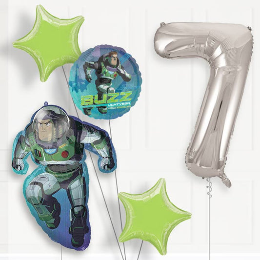Buzz Lightyear 7th Birthday Helium Balloon Package - 7th Birthday Balloon Package | Party Save Smile