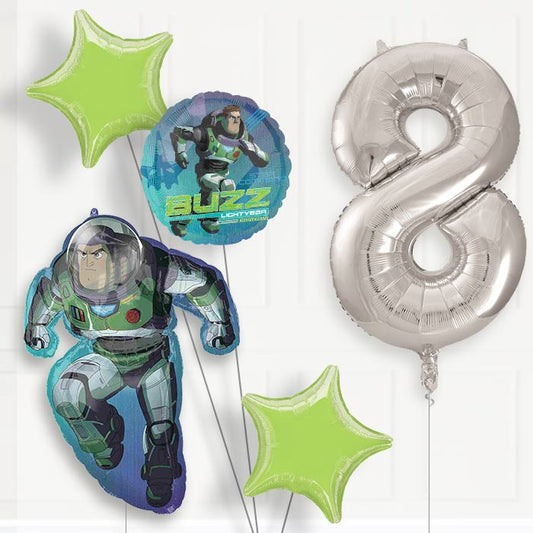 Buzz Lightyear 8th Birthday Helium Balloon Package - 8th Birthday Balloon Package | Party Save Smile