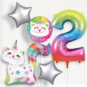 Caticorn 2nd Birthday Helium Balloon Package
