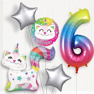 Caticorn 6th Birthday Helium Balloon Package