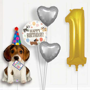 Puppy Dog 1st Birthday Helium Balloon Package Delivered