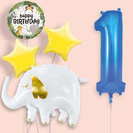Elephant 1st Birthday Helium Balloon Package - 1st Birthday Balloon Package | Party Save Smile
