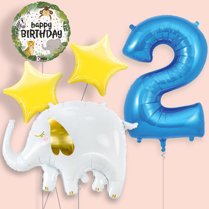 Elephant Birthday Balloon Package Choose Age