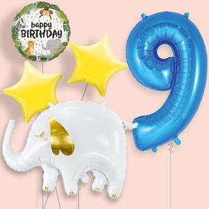 Elephant 9th Birthday Helium Balloon Package