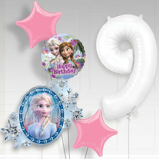 Frozen 9th Birthday Helium Balloon Package - 9th Birthday Balloon Package | Party Save Smile