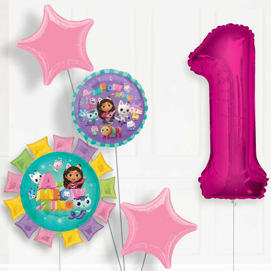 Gabbys Dollhouse 1st Birthday Helium Balloon Package - 1st Birthday Balloon Package | Party Save Smile