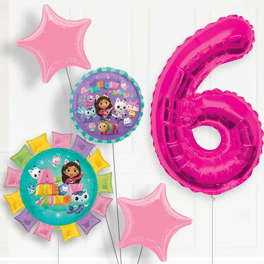 Gabbys Dollhouse 6th Birthday Helium Balloon Package - 6th Birthday Balloon Package | Party Save Smile