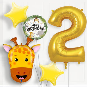 Giraffe 2nd Birthday Helium Balloon Package