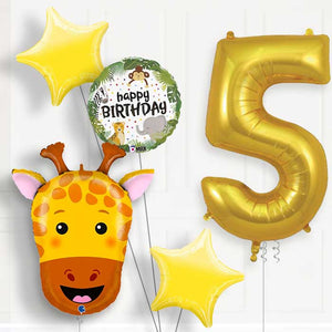Giraffe 5th Birthday Helium Balloon Package