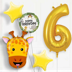 Giraffe 6th Birthday Helium Balloon Package