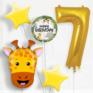 Giraffe 7th Birthday Helium Balloon Package