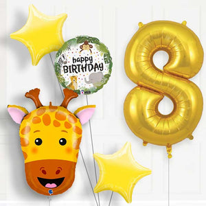 Giraffe 8th Birthday Helium Balloon Package
