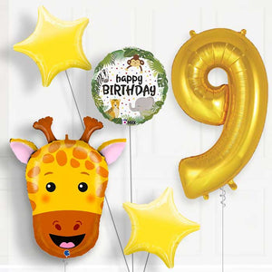 Giraffe 9th Birthday Helium Balloon Package
