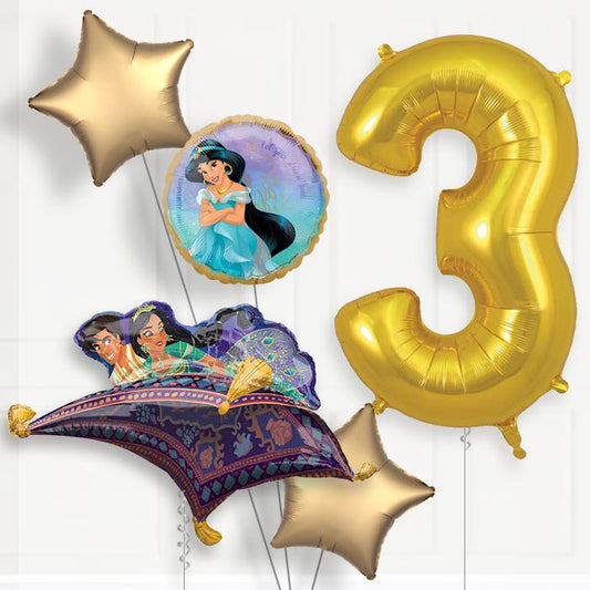 Princess Jasmine 3rd Birthday Helium Balloon Package - 3rd Birthday Balloon Package | Party Save Smile