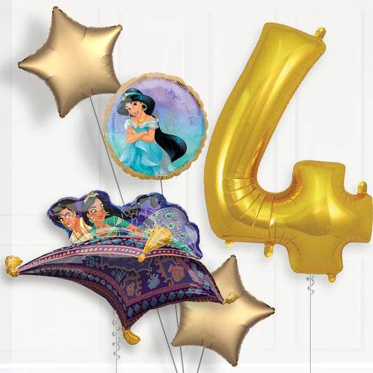 Princess Jasmine 4th Birthday Helium Balloon Package - 4th Birthday Balloon Package | Party Save Smile