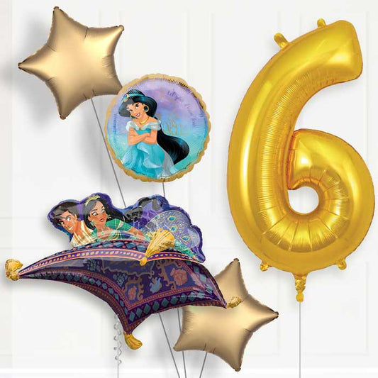 Princess Jasmine 6th Birthday Helium Balloon Package - 6th Birthday Balloon Package | Party Save Smile
