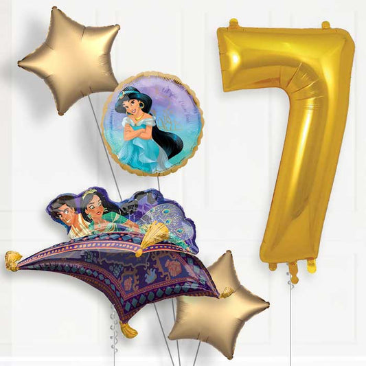 Princess Jasmine 7th Birthday Helium Balloon Package - 7th Birthday Balloon Package | Party Save Smile