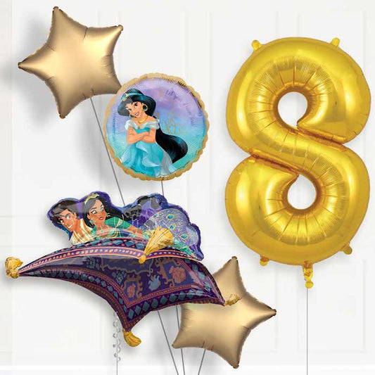 Princess Jasmine 8th Birthday Helium Balloon Package - 8th Birthday Balloon Package | Party Save Smile