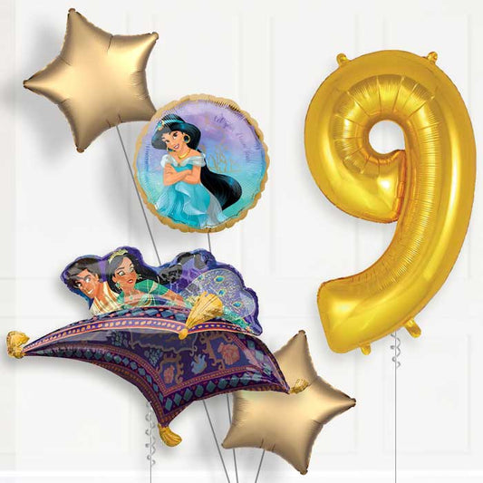 Princess Jasmine 9th Birthday Helium Balloon Package - 9th Birthday Balloon Package | Party Save Smile