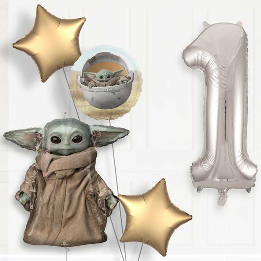 Mandalorian 1st Birthday Helium Balloon Package - 1st Birthday Balloon Package | Party Save Smile