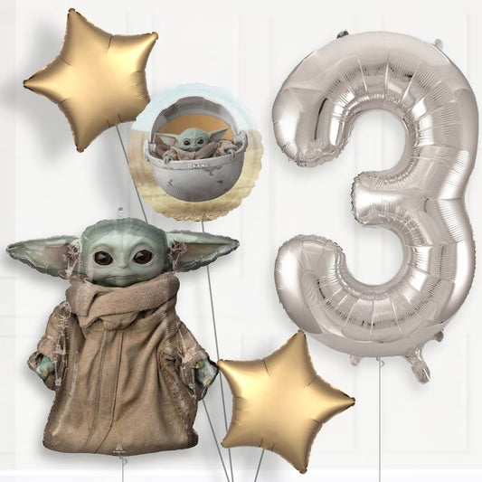 Mandalorian 3rd Birthday Helium Balloon Package - 3rd Birthday Balloon Package | Party Save Smile