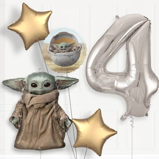 Mandalorian 4th Birthday Helium Balloon Package - 4th Birthday Balloon Package | Party Save Smile