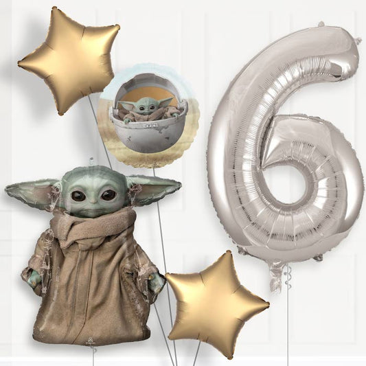 Mandalorian 6th Birthday Helium Balloon Package - 6th Birthday Balloon Package | Party Save Smile