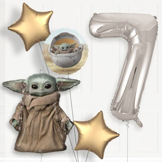 Mandalorian 7th Birthday Helium Balloon Package - 7th Birthday Balloon Package | Party Save Smile