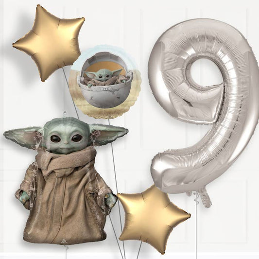 Mandalorian 9th Birthday Helium Balloon Package - 9th Birthday Balloon Package | Party Save Smile