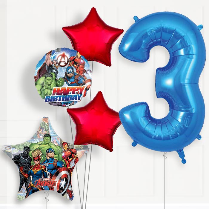 Marvel Avengers 3rd Birthday Helium Balloon Package - 3rd Birthday Balloon Package | Party Save Smile