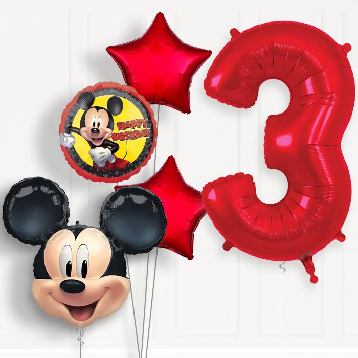 Mickey Mouse Forever 3rd Birthday Helium Balloon Package - 3rd Birthday Balloon Package | Party Save Smile
