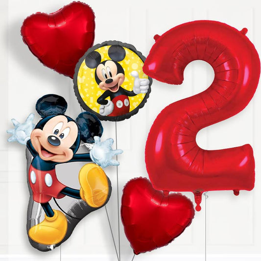 Mickey Mouse 2nd Birthday Helium Balloon Package - 2nd Birthday Balloon Package | Party Save Smile
